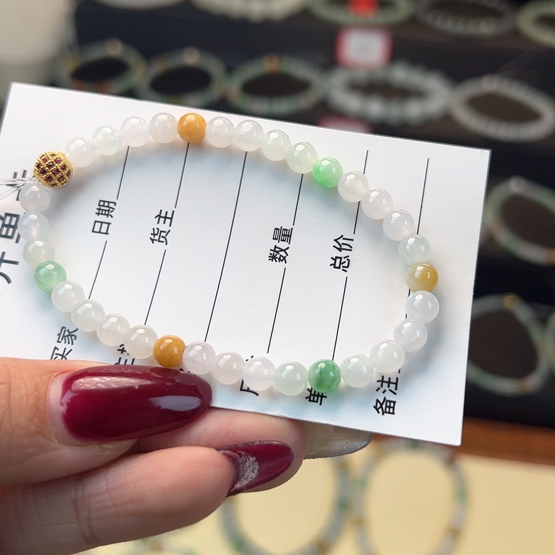 翡翠手串未镶嵌缅甸A货翡翠手串k 5.4 06