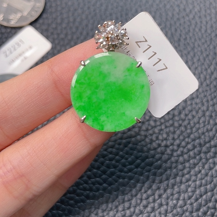 翡翠银S925镶嵌吊坠(不含链)