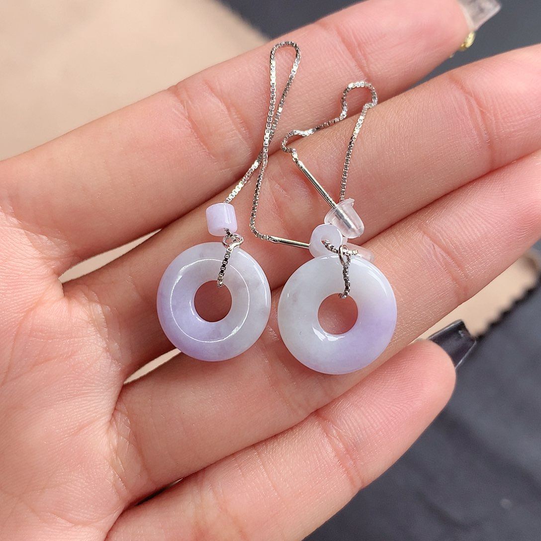 翡翠耳饰银S925镶嵌风***辰耳环