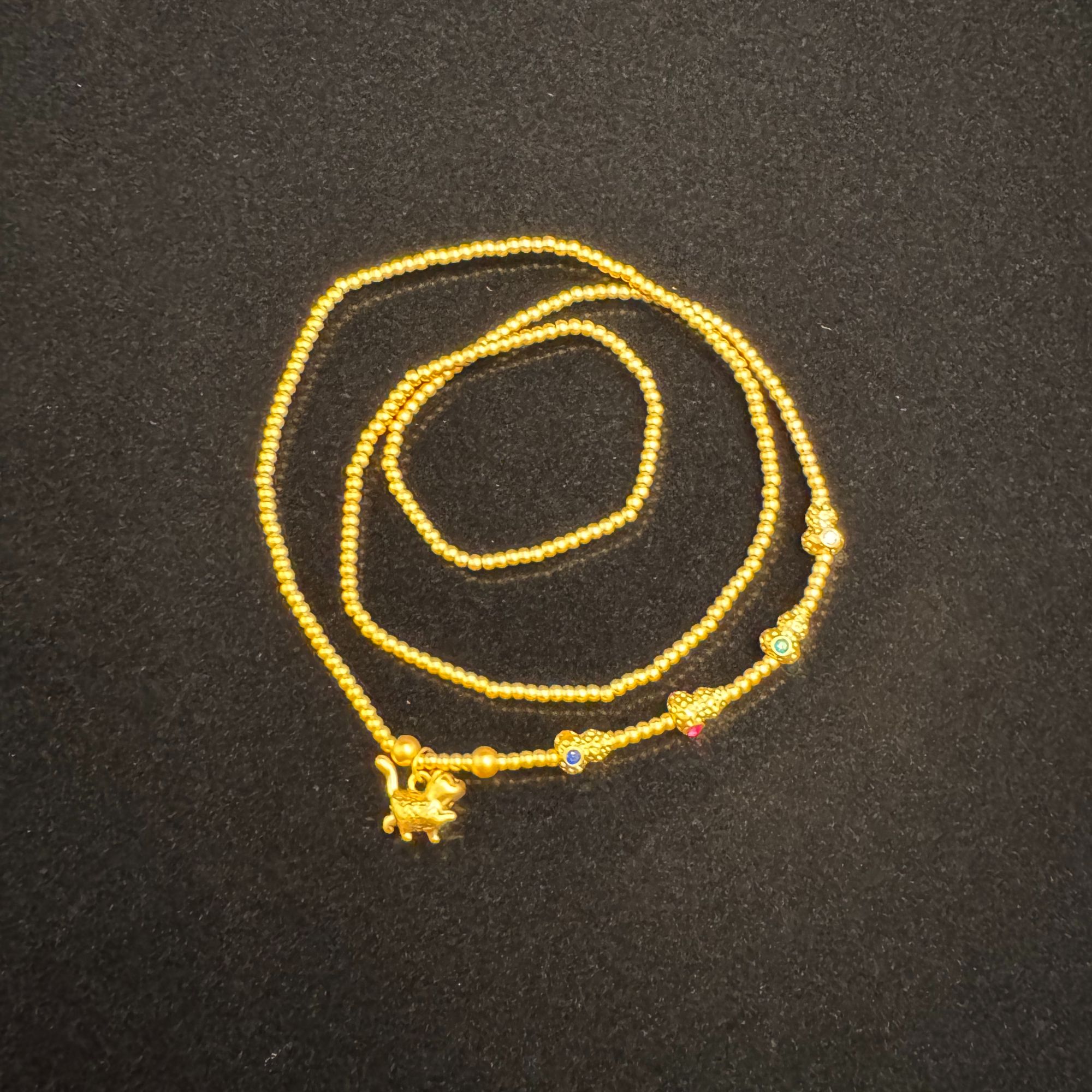  足金999  黄金古法四彩葫芦溜达猫三圈 