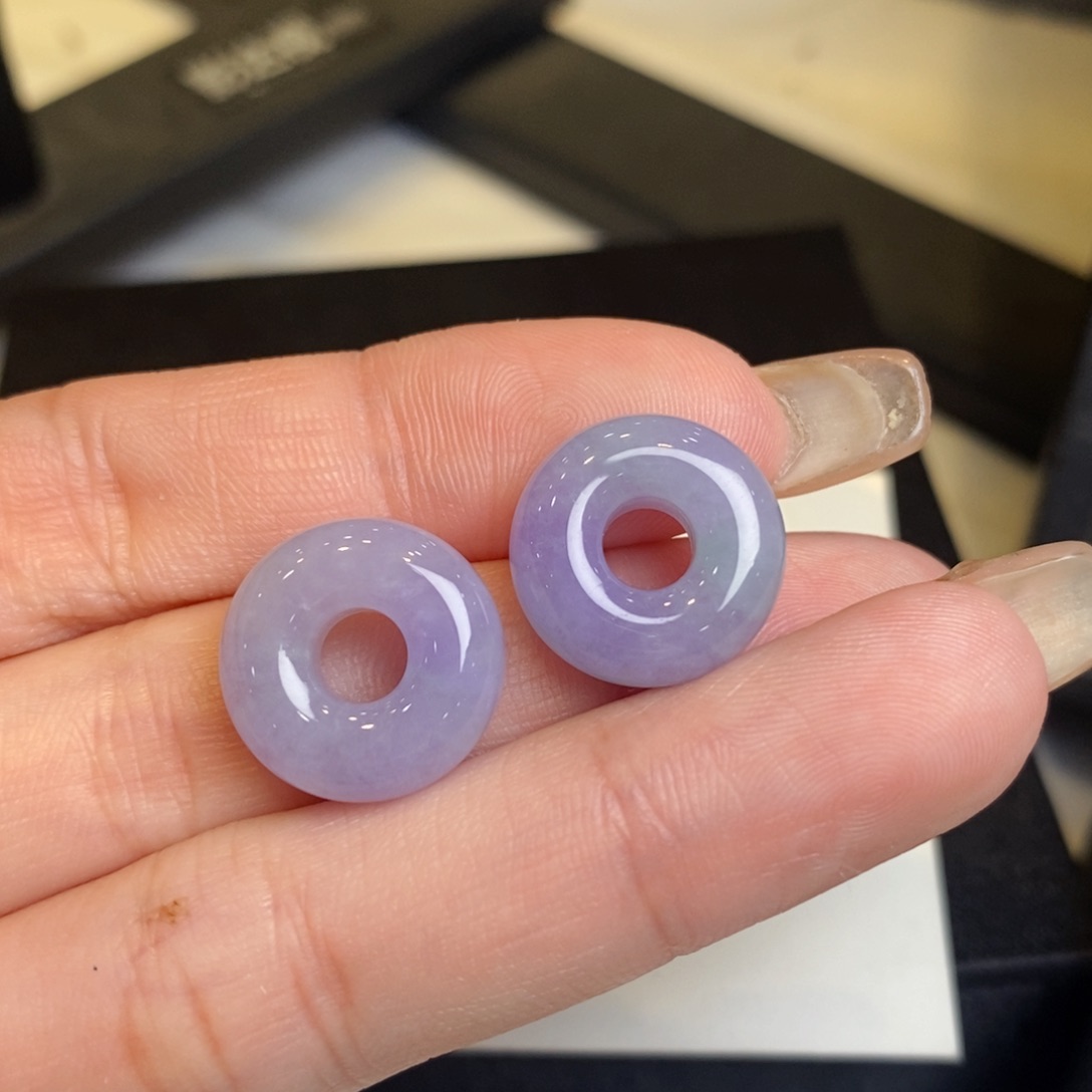 翡翠耳饰未镶嵌紫甜甜圈
