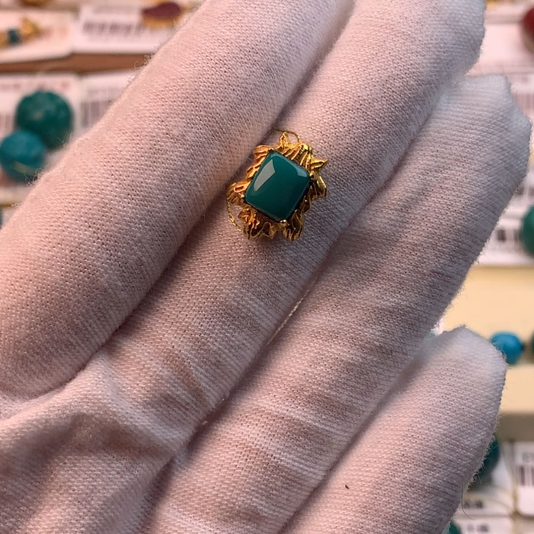 绿松石18K金镶嵌配饰蕊13.1*10*8.1