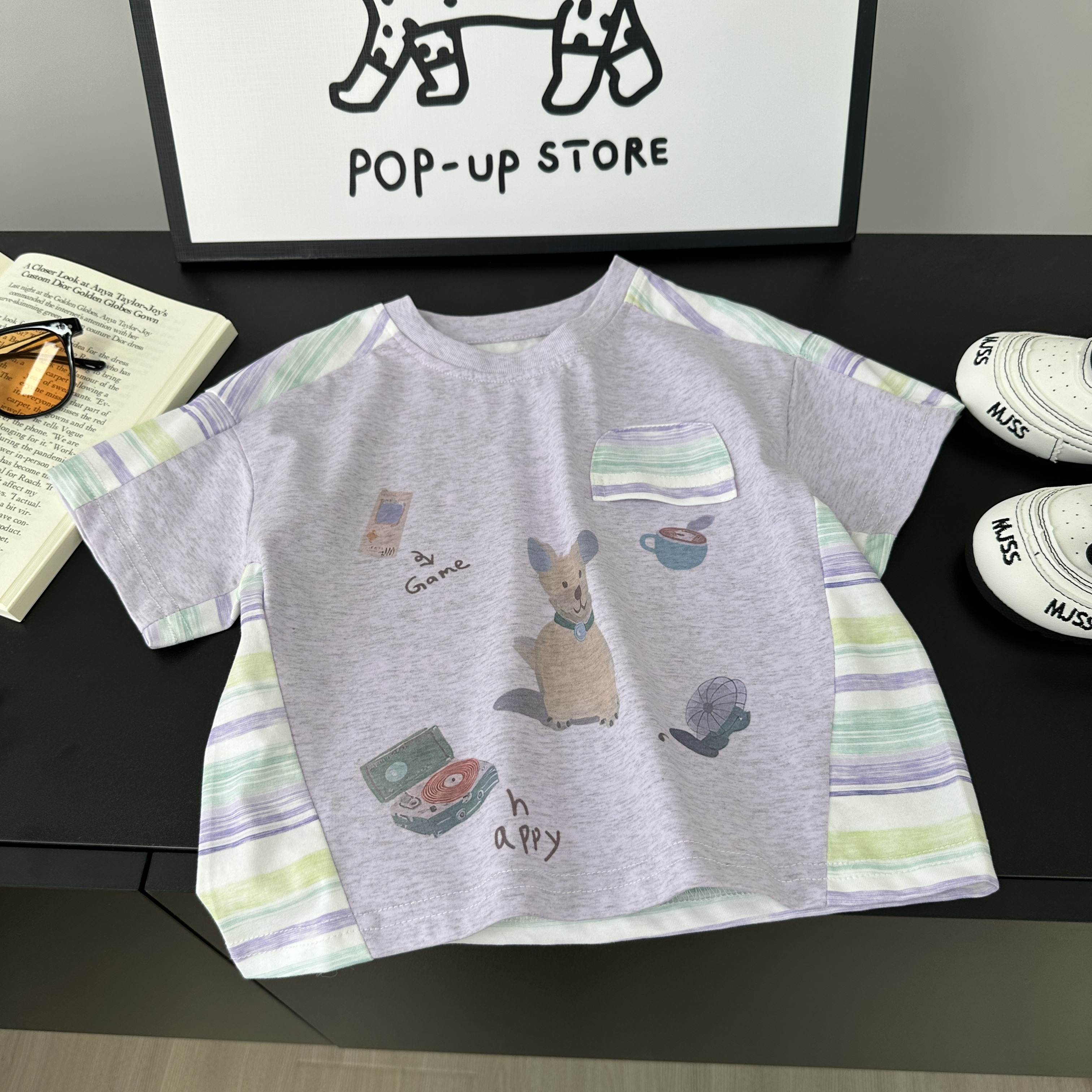 【七七优选】儿童T恤夏季新款男童洋气韩版百搭休闲夏日小狗AX851