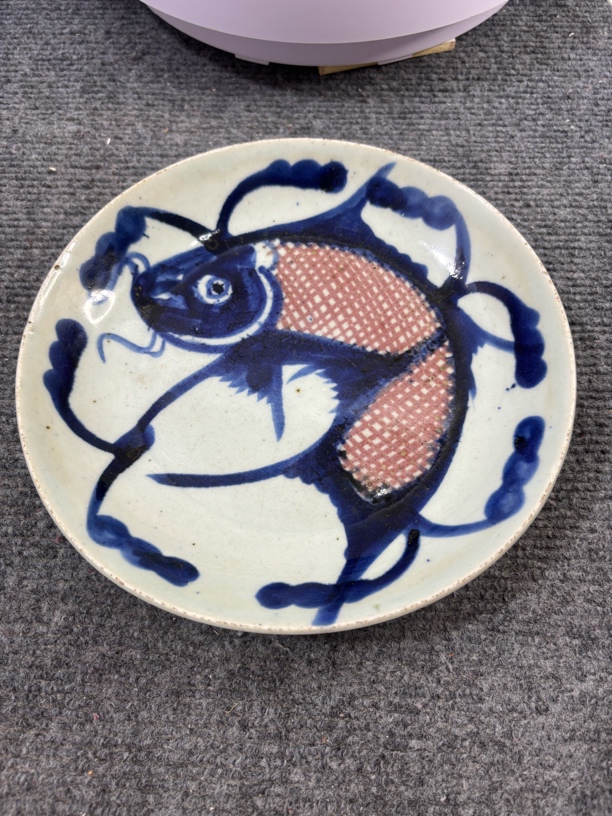 青花釉里红鱼盘全品手绘