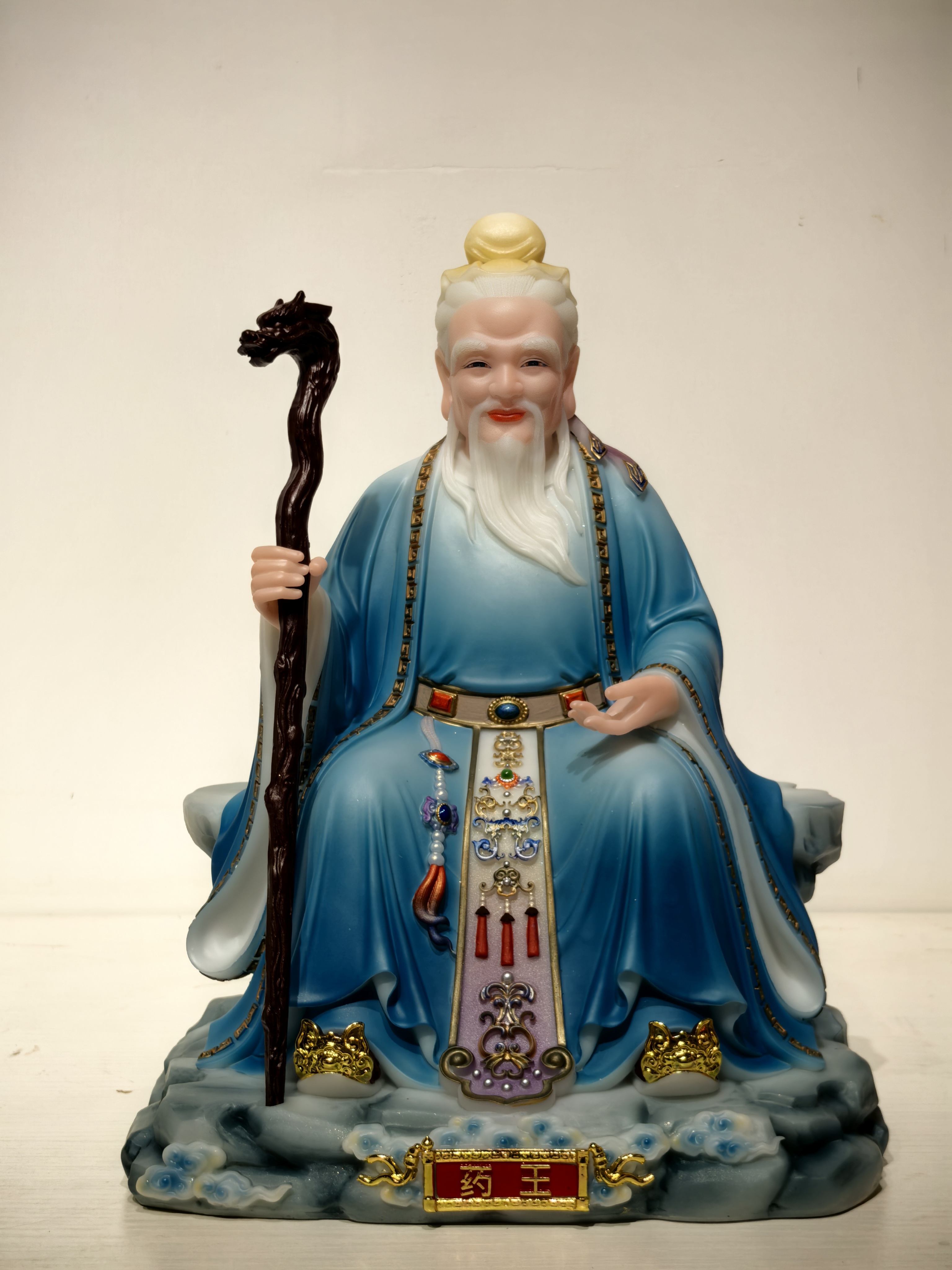 合成汉白玉华佗神医神像家用办公桌面供奉药神摆件工艺品
