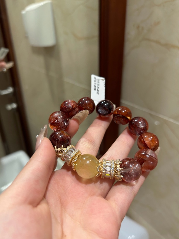 非金属仿珍珠手链 16mm红胶光电糖纸 高品金云母合金配件手串