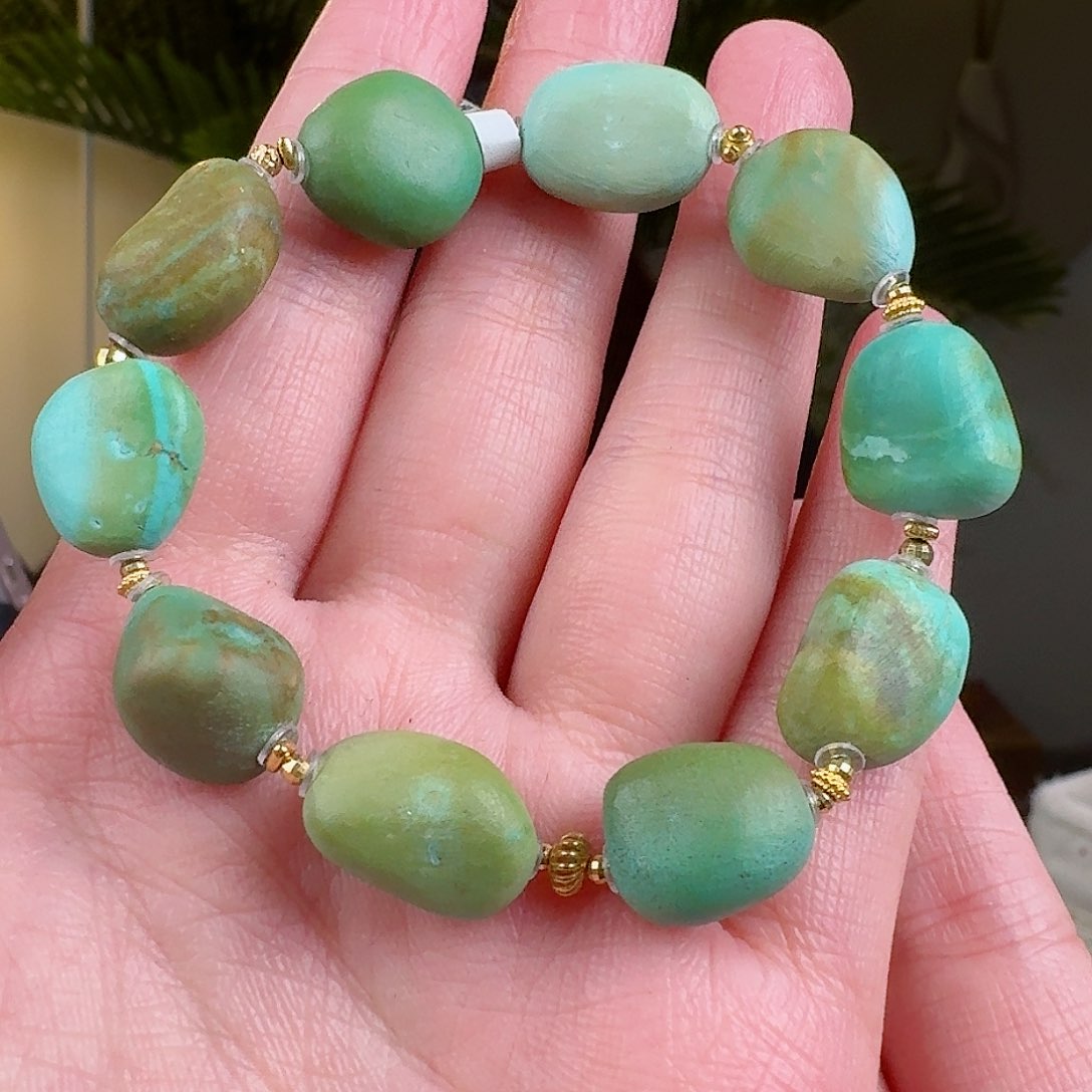 绿松石珠宝奇石18K金镶嵌