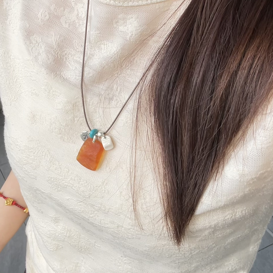 珀安｜原石无事牌s925纯高桥飞鹰小银饼