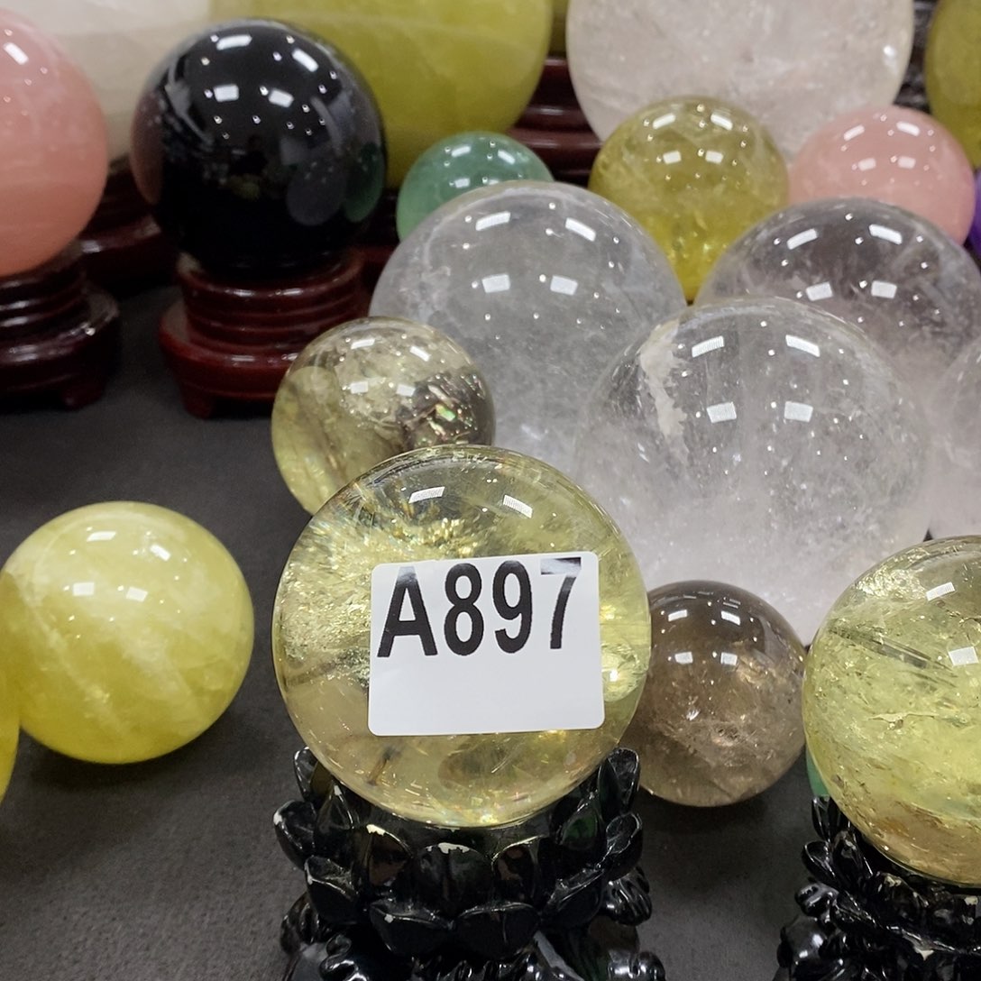 无***见石材天然黄水晶蓝光针7.5