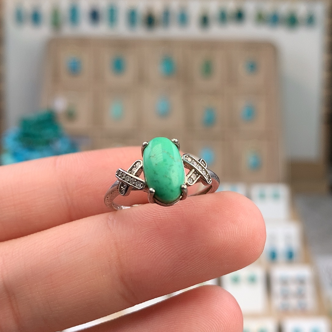 绿松石银S925镶嵌戒指
