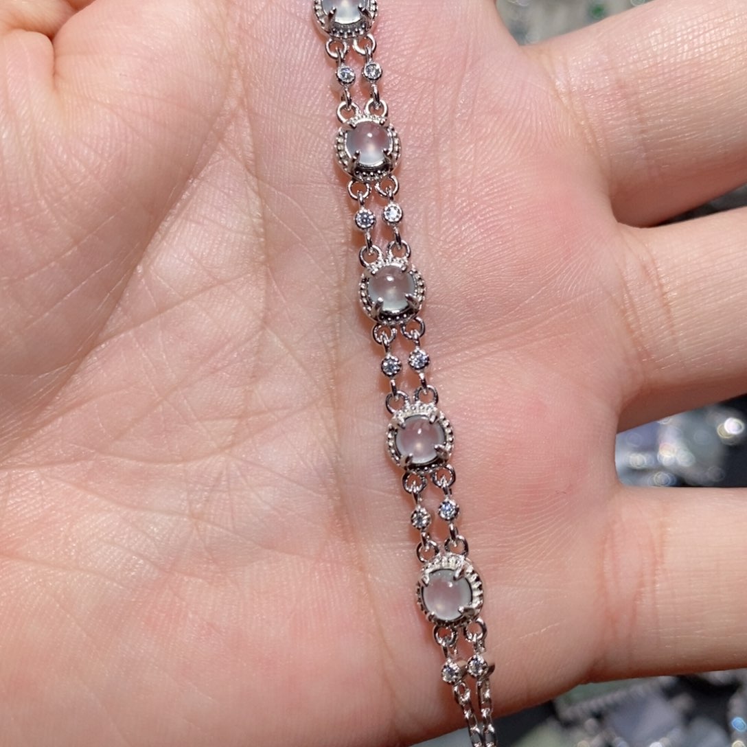 翡翠手链银S925镶嵌n j k k