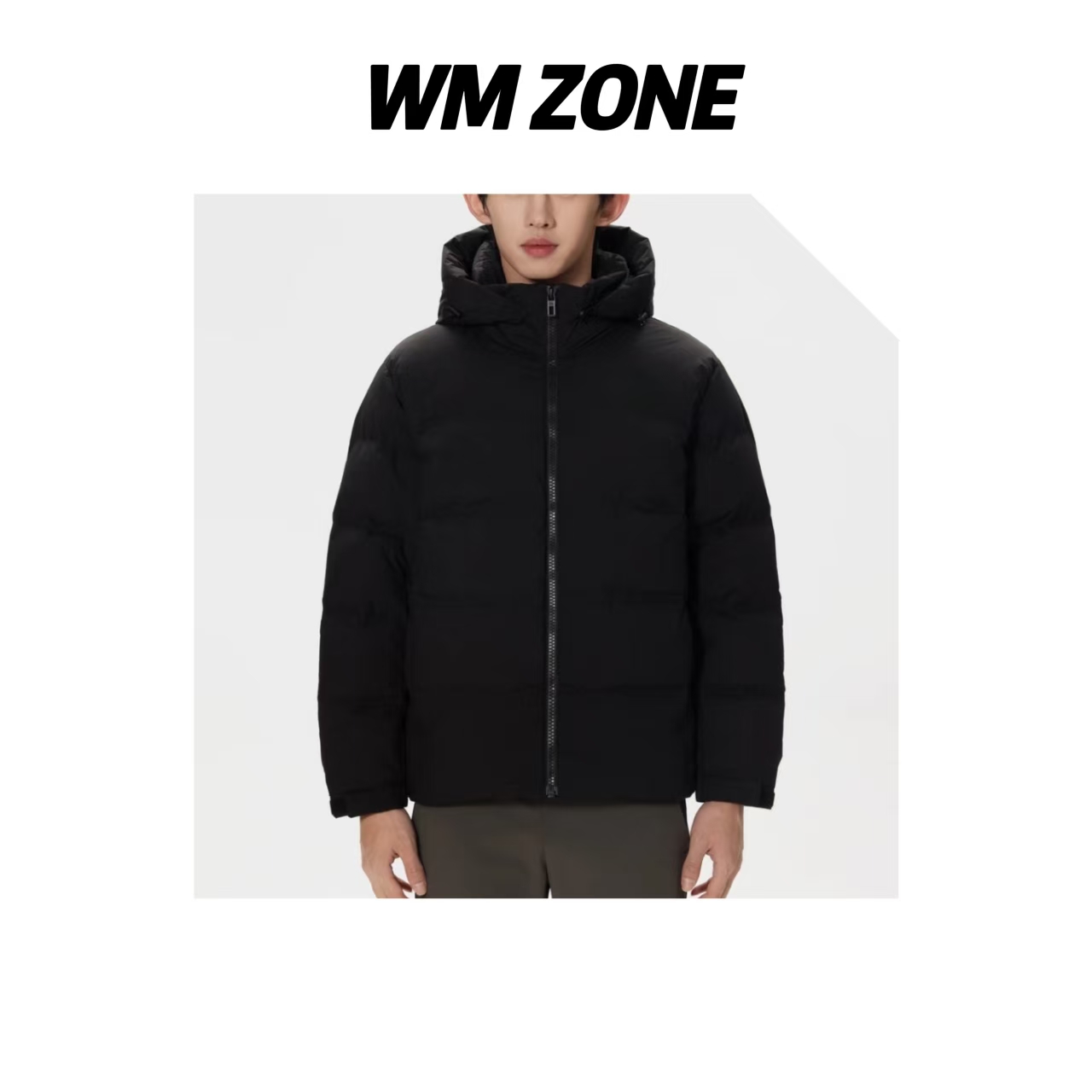 WM  4-6-3979  经典黑色可脱卸帽羽绒服