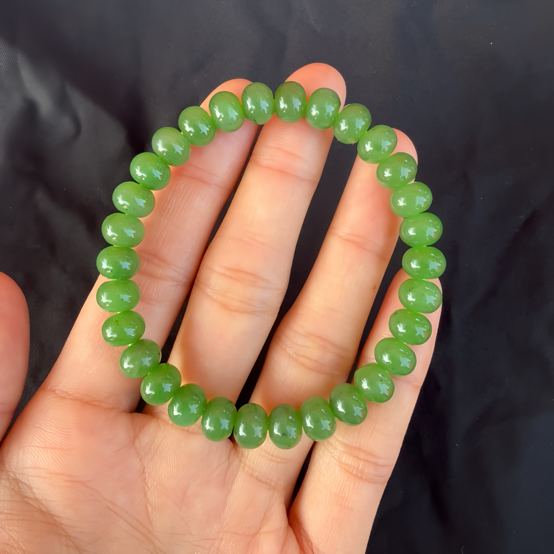 和田玉碧玉卡8算盘珠手串