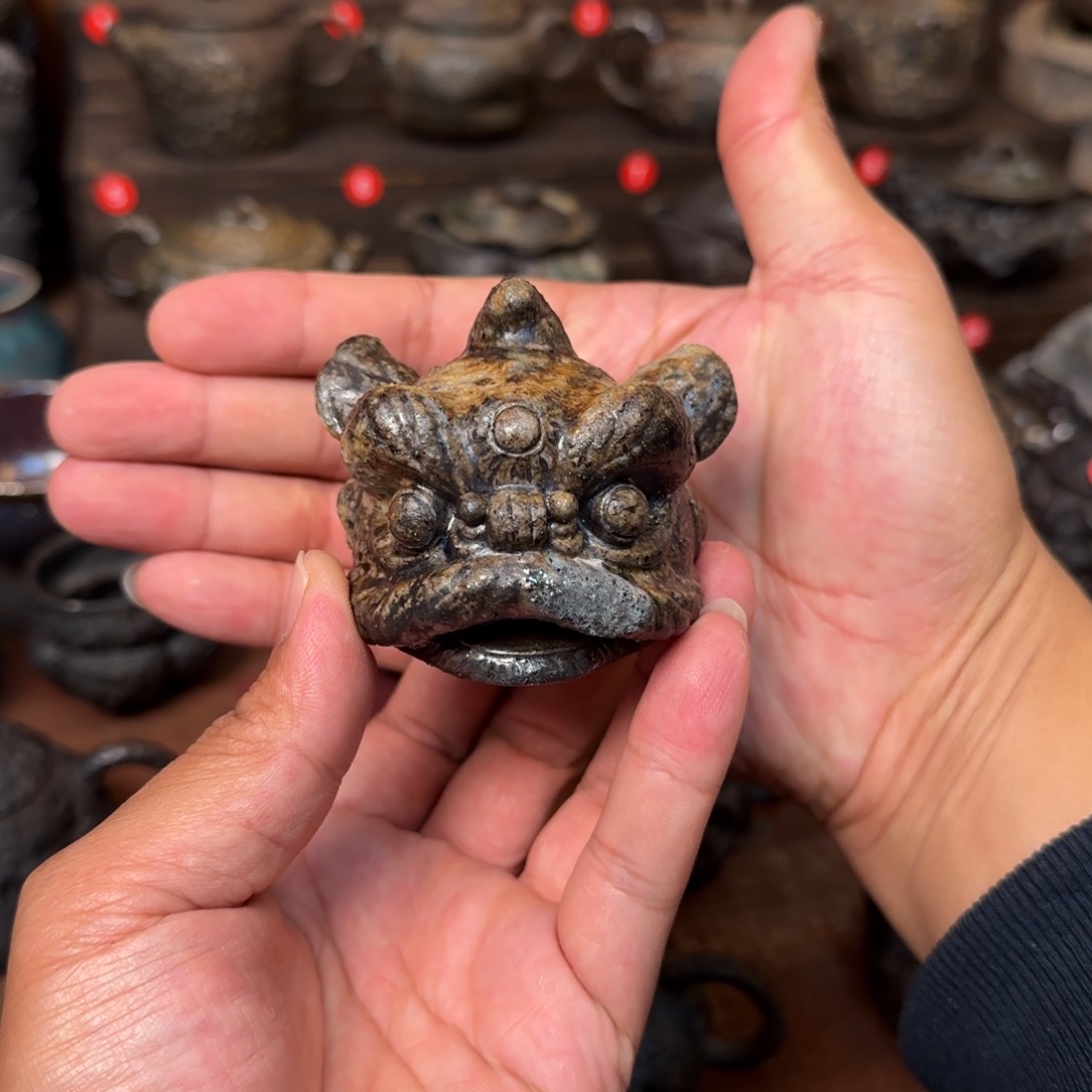 杯狮子头盖置摆件茶宠