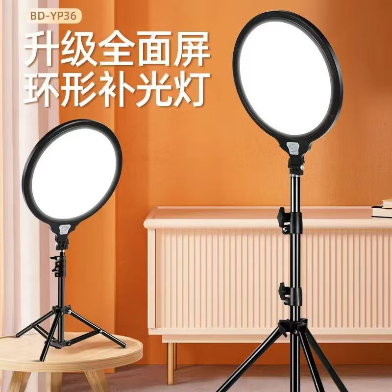 【华派龙】十寸美颜灯可伸缩支架落地款