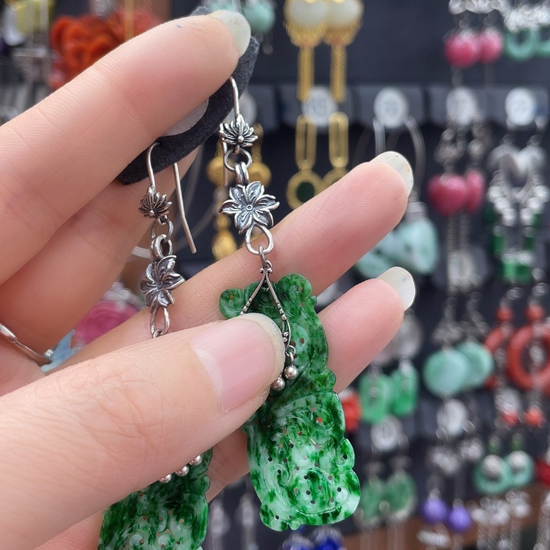 翡翠银S925镶嵌耳饰✨***✨918ghnnhh