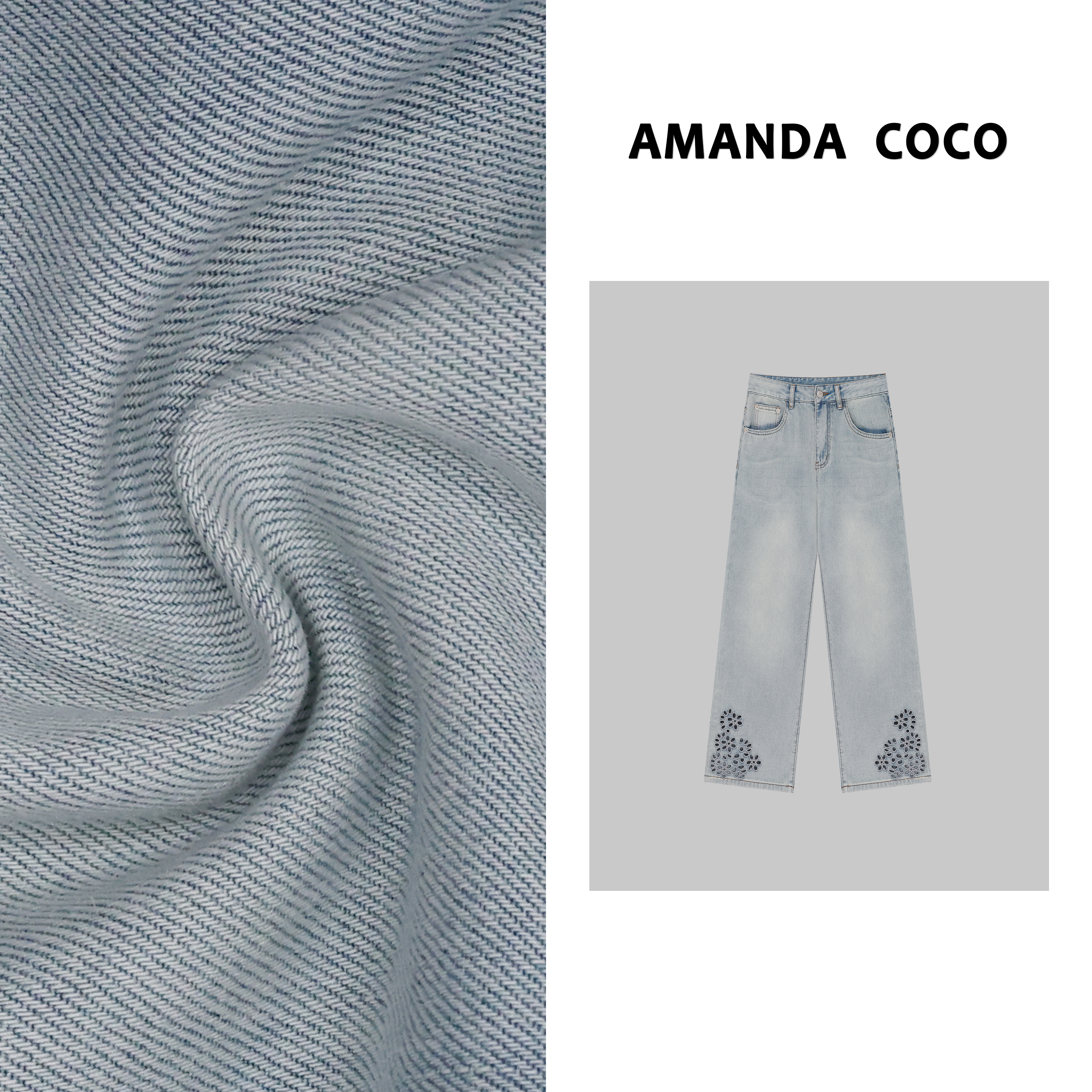 辰辰| 夏日洋气～夏季设计感镂空花朵刺绣百搭时髦八分牛仔裤