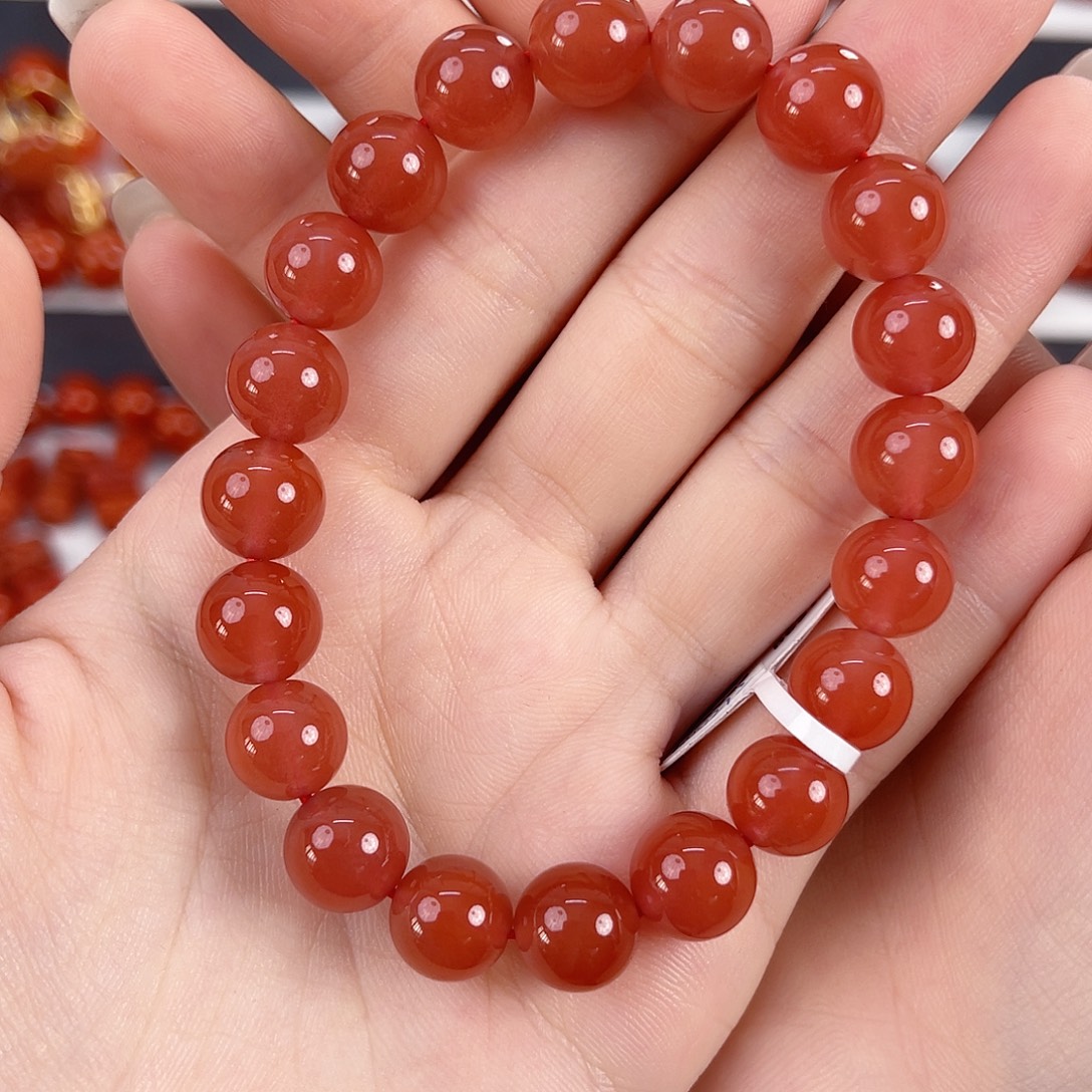 南红玛瑙未镶嵌河湾冰红10mm