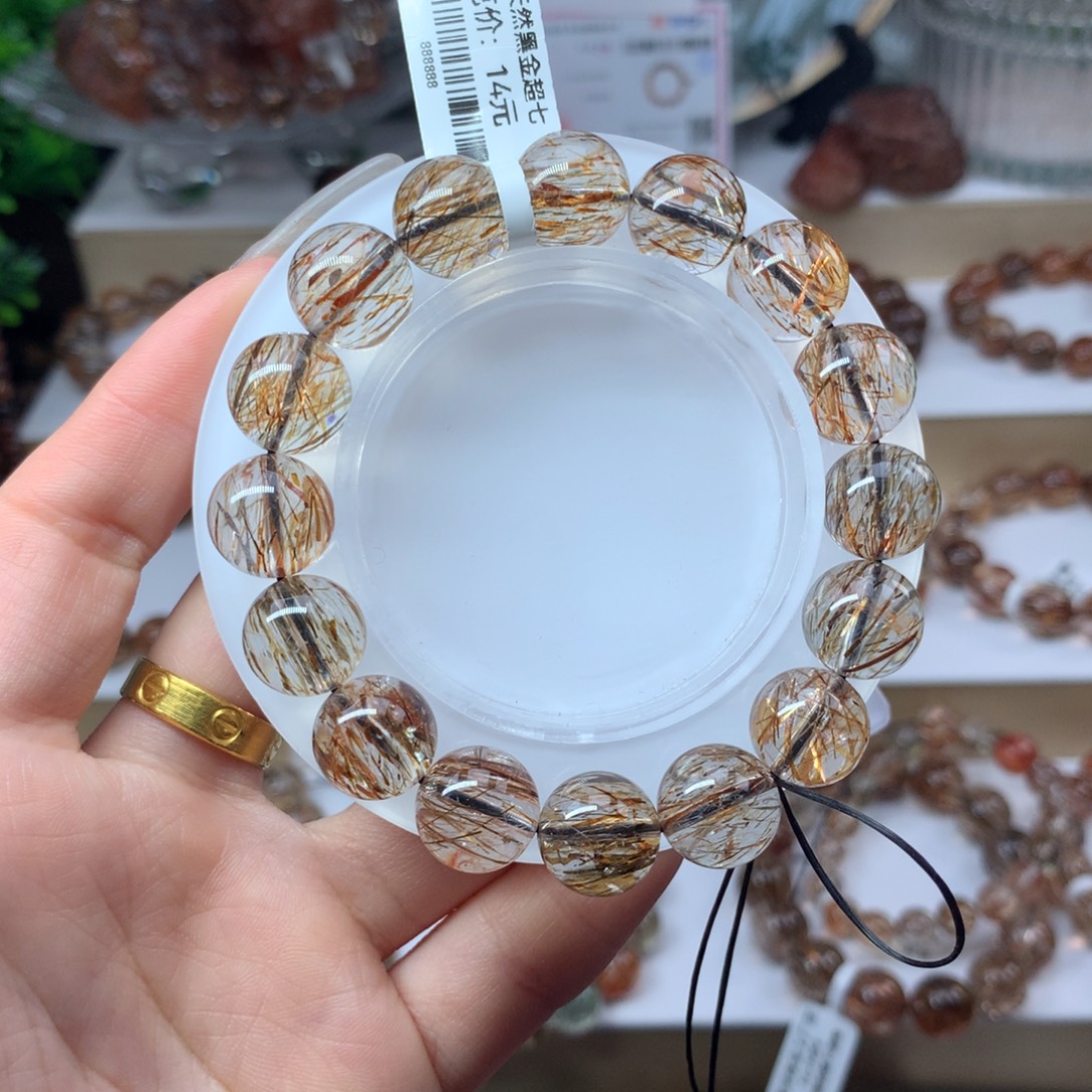 水晶手串未镶嵌黑金超七多样性发其一