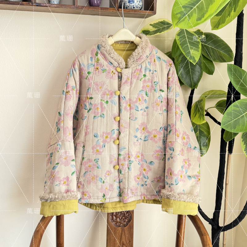 【芳华】双面穿冬季加厚国风毛边立领盘扣休闲棉衣棉服 52761