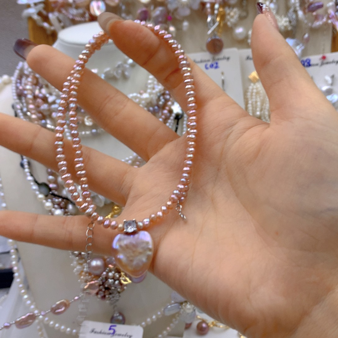 淡水珍珠耳饰银S925镶嵌糖*