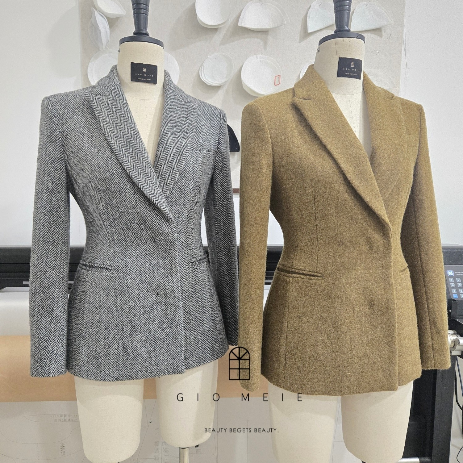 【花呢沙漏西服】GIOMEIE小单订制25秋新款收腰moon风百羊毛西服