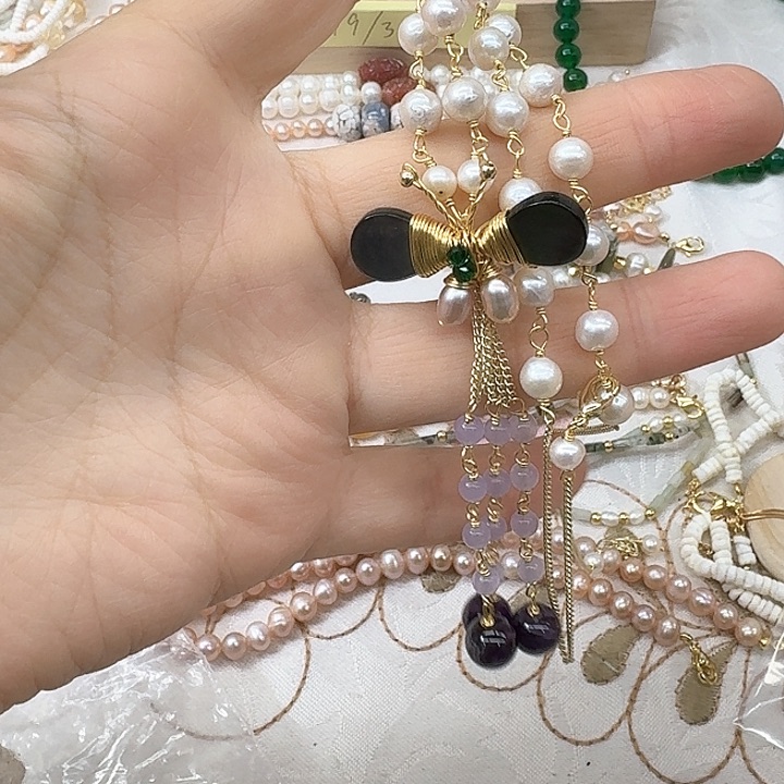 淡水珍珠胸饰银S925镶嵌