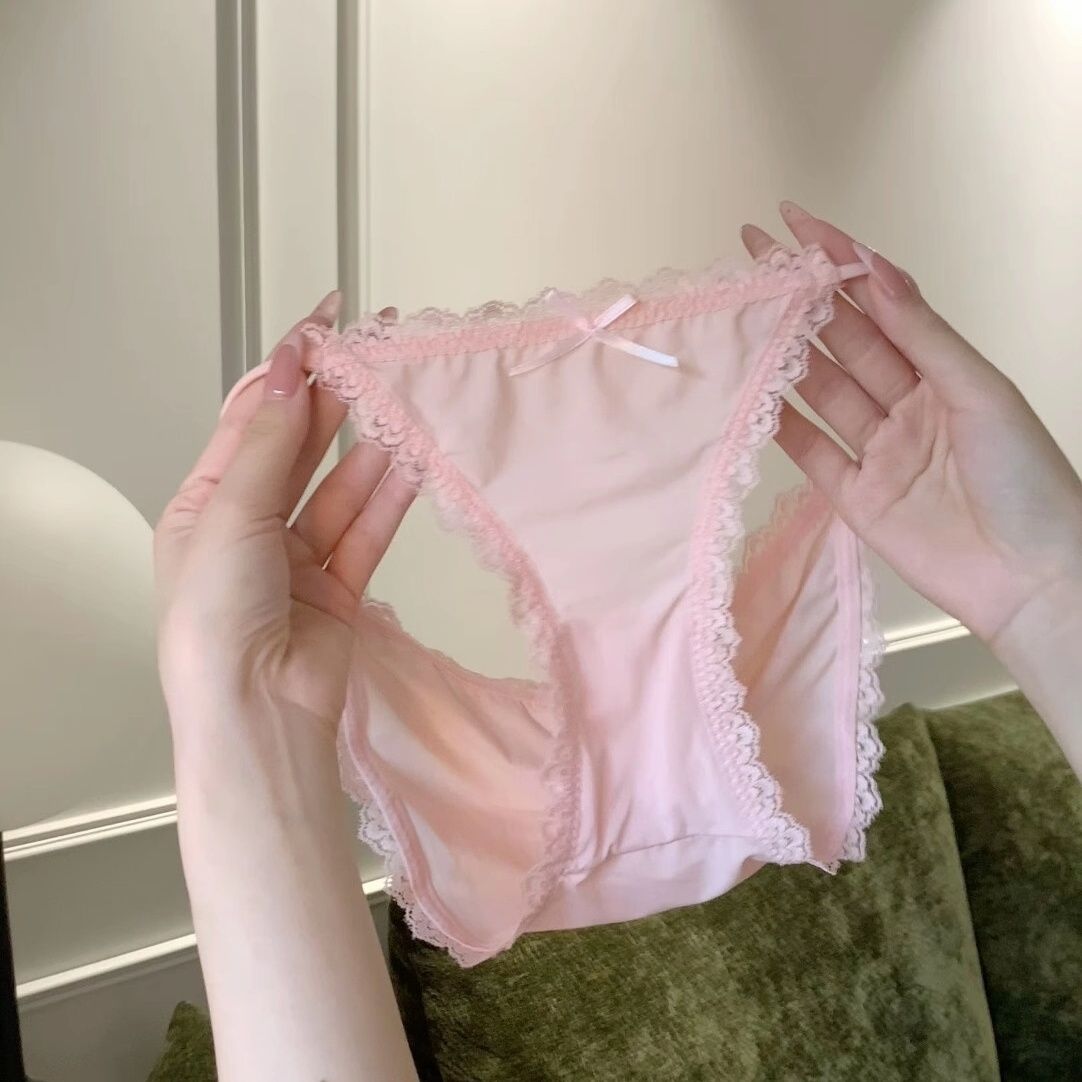 马卡龙少女的春夏内内~极简微性感~蕾丝无痕牛奶丝蝴蝶结冰丝内裤