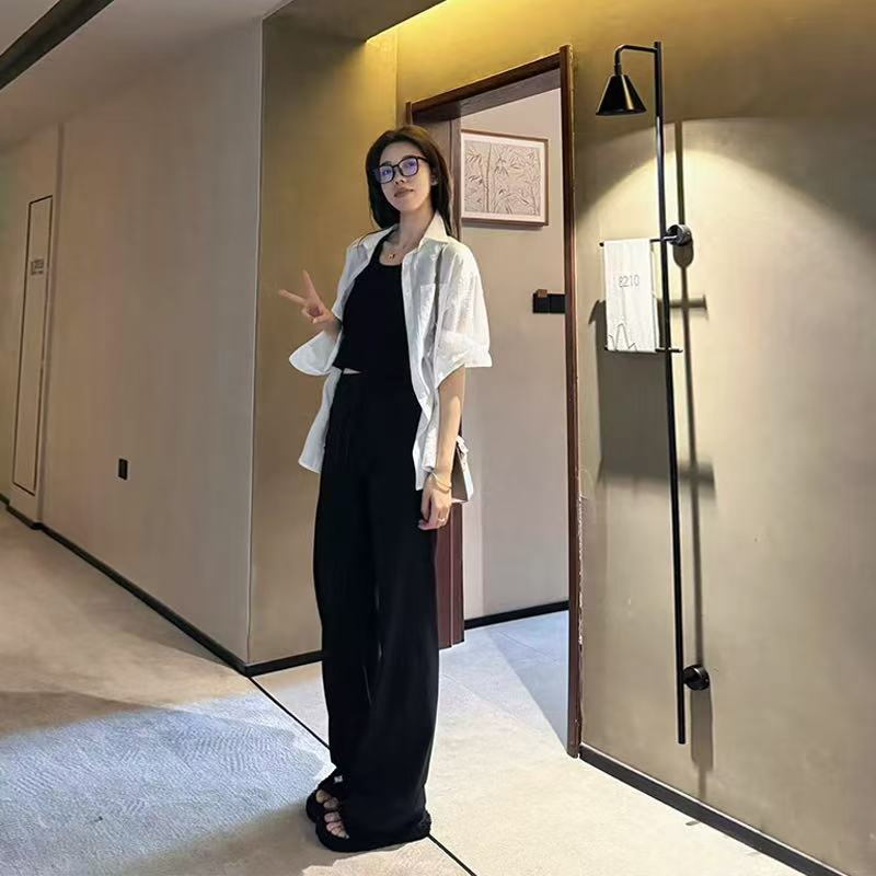 奶皮裤 黑色秋季显瘦休闲运动直筒裤 8510