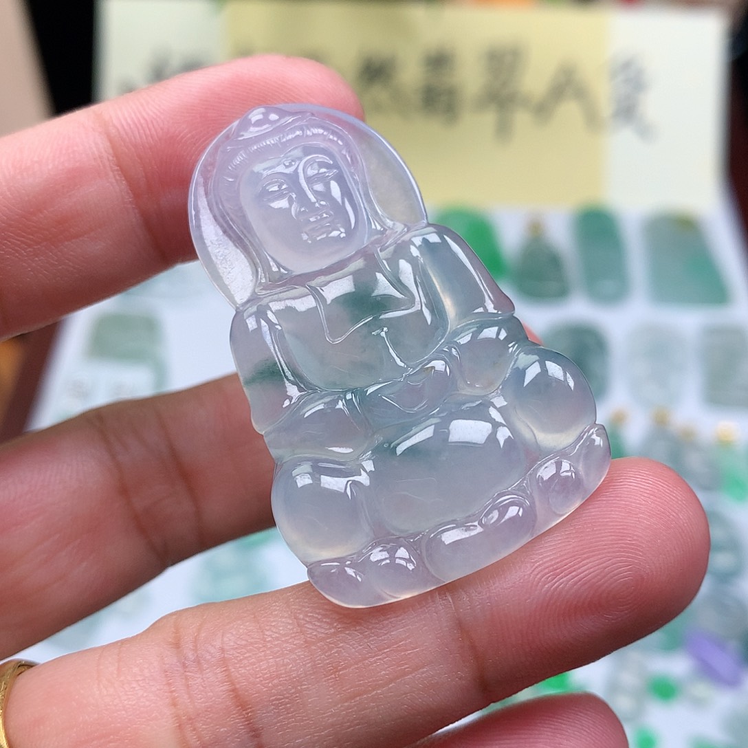 翡翠裸石缅甸天然A货翡翠冰种观音