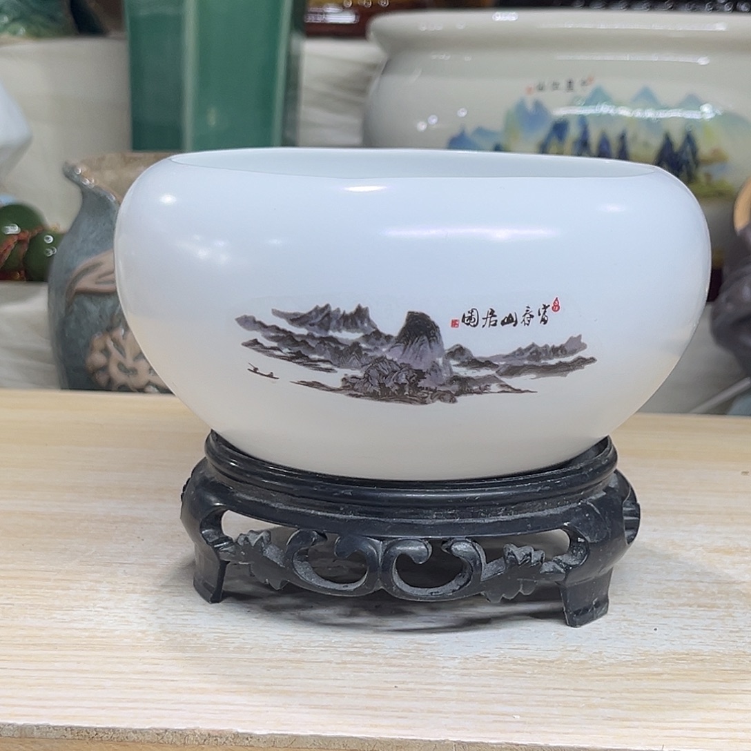 陶瓷绿植多肉微瑕花盆口径12*7.5无孔