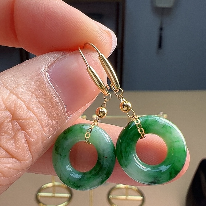 翡翠耳饰18K金镶嵌耳饰