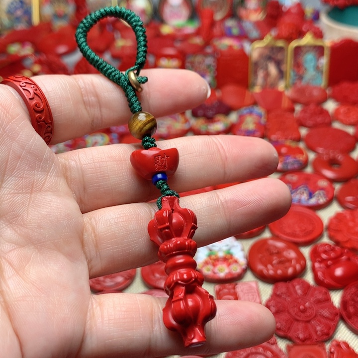 天然辰砂工艺品朱砂钥匙扣