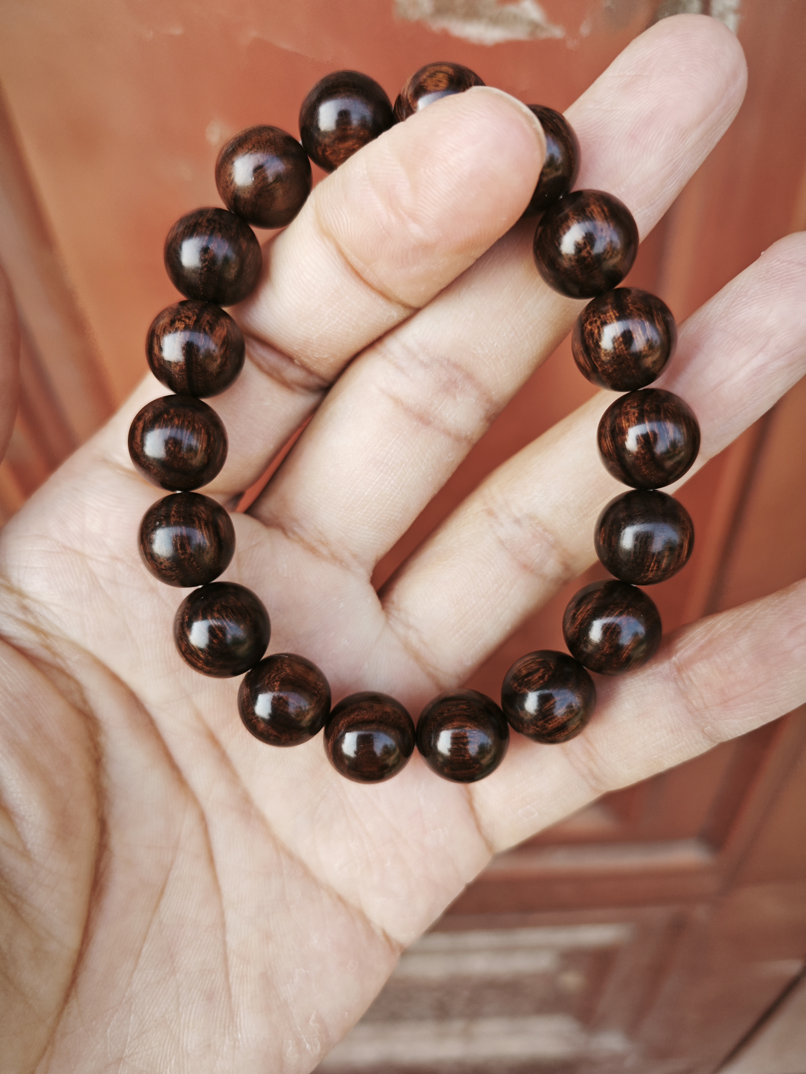 美国沙漠铁木手串1.2顺纹黑金料高密 无科技美国风化老料保真沙铁