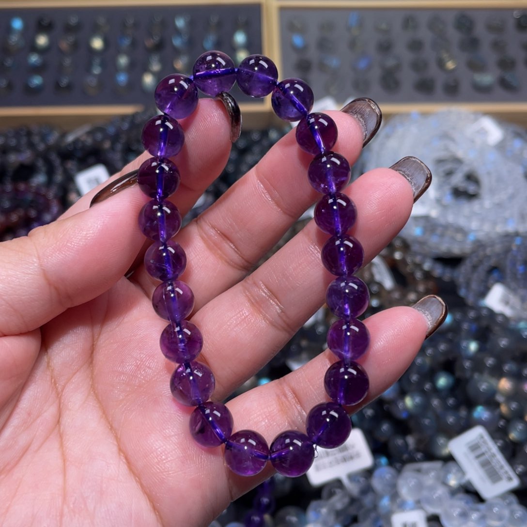 紫晶手链未镶嵌福*猪乌拉圭紫水晶手链8.5mm