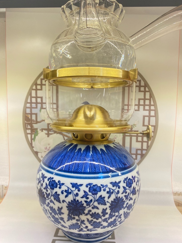 潮汕空气灯茶炉青花瓷空气茶灯煮茶器煮水炉煤油灯酥油灯家用户外