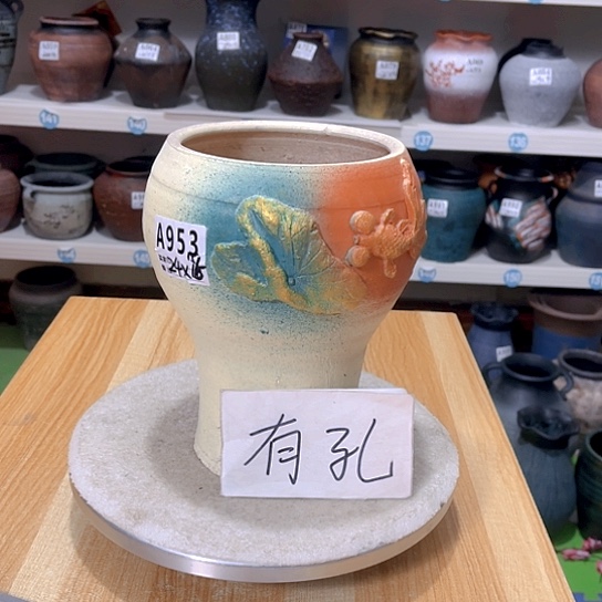 红陶手工制作工艺花盆