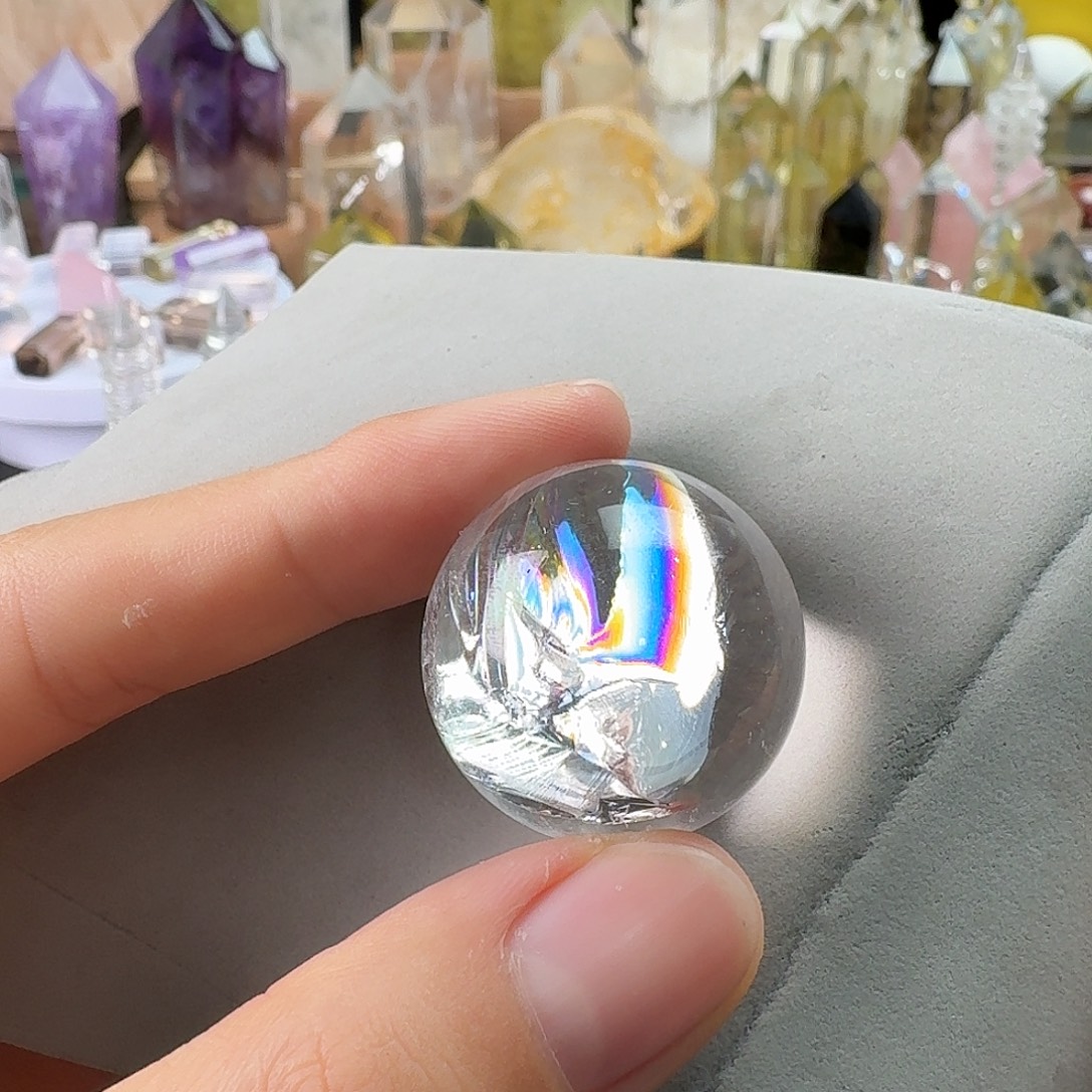 未镶嵌水晶珠宝半成品白水晶彩虹