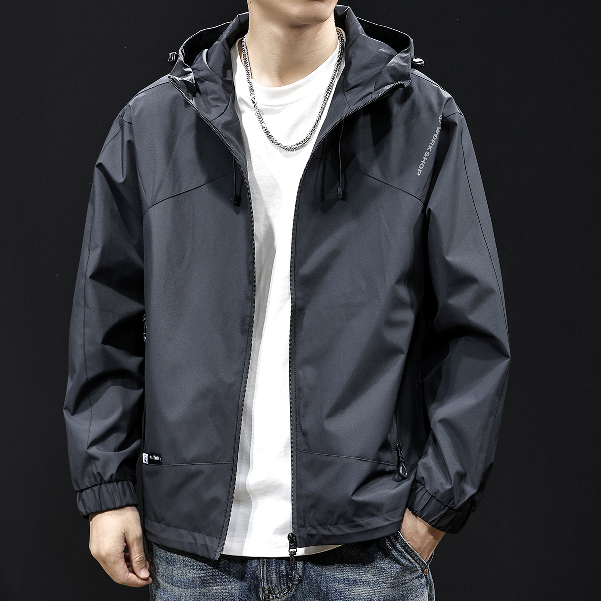 冲锋衣男外套连帽2024新款秋冬潮牌男装大码男士户外山系工装夹克