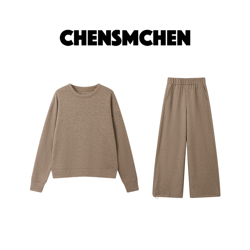 CHENSMCHEN 时尚百搭纯色简约加绒宽松显瘦休闲套装CSG11730LCA