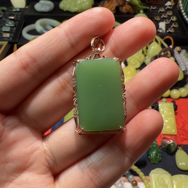 和田玉（碧玉）颈饰银S925镶嵌