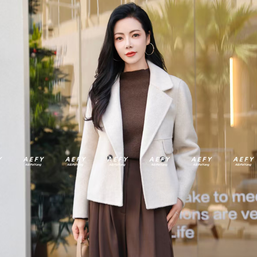 翻领短款双面大衣气质版型百搭时尚