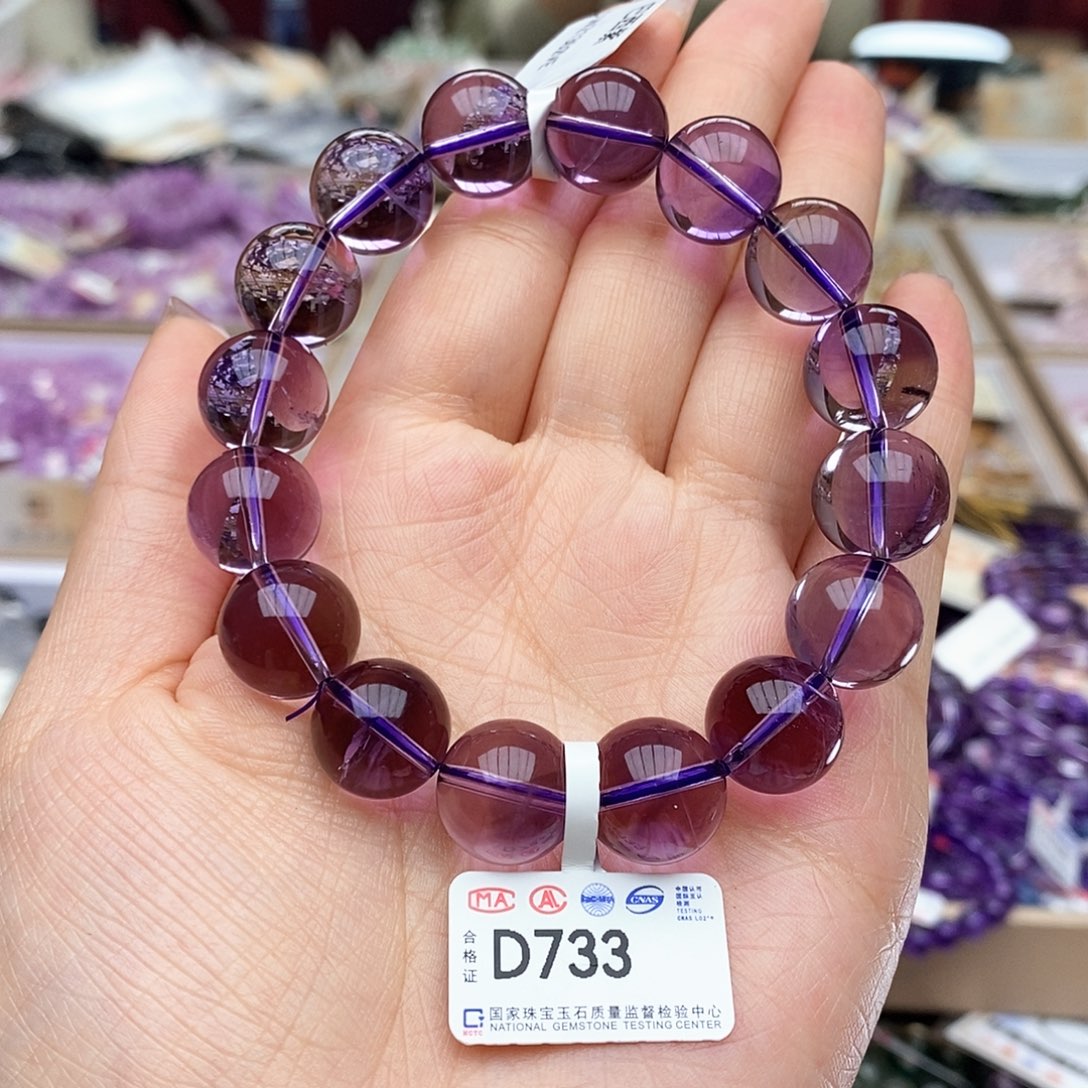 水晶手链未镶嵌D733 紫水晶 13m+