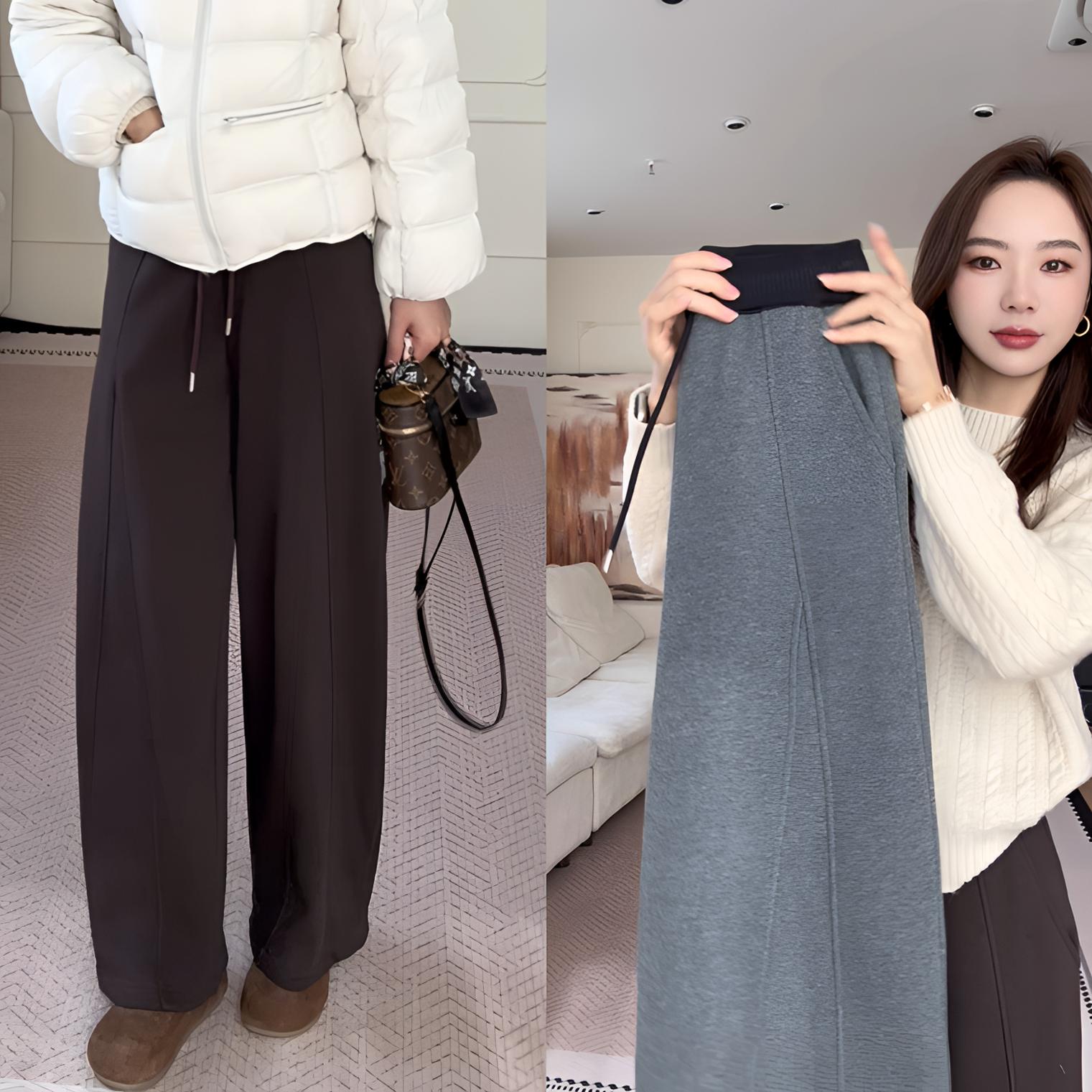 【余欢欢】冬季时尚百搭保暖松紧腰加绒休闲裤-YHK50465