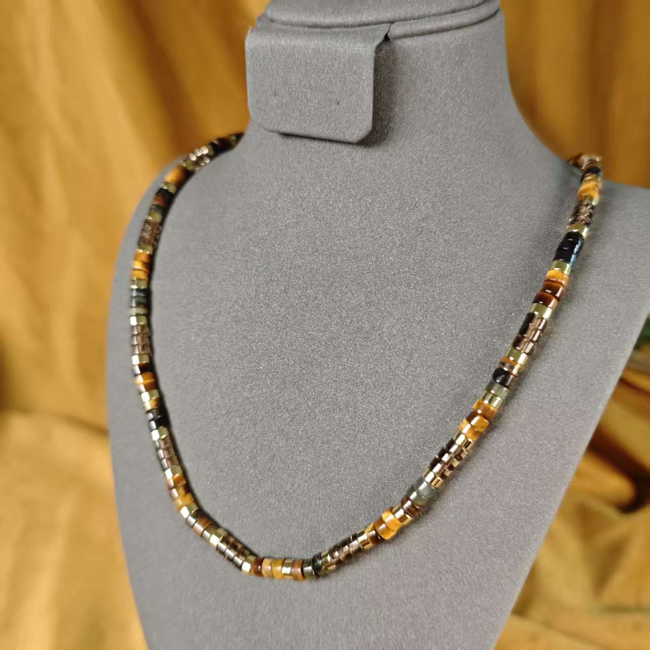 合金项链 【圆片金棕虎眼项链】将夏-手工时尚