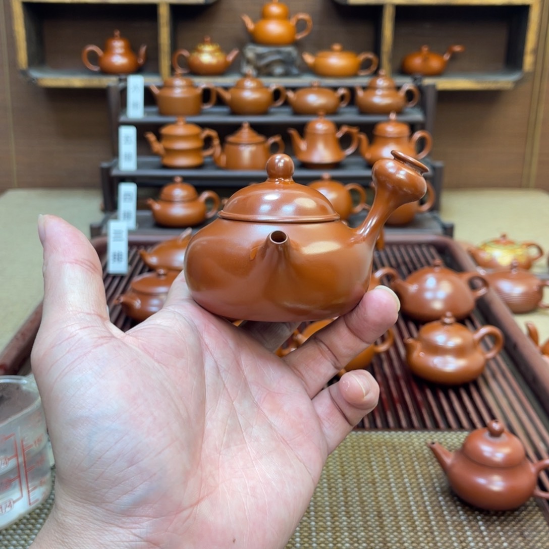 朱泥茶壶侧把120-130cc