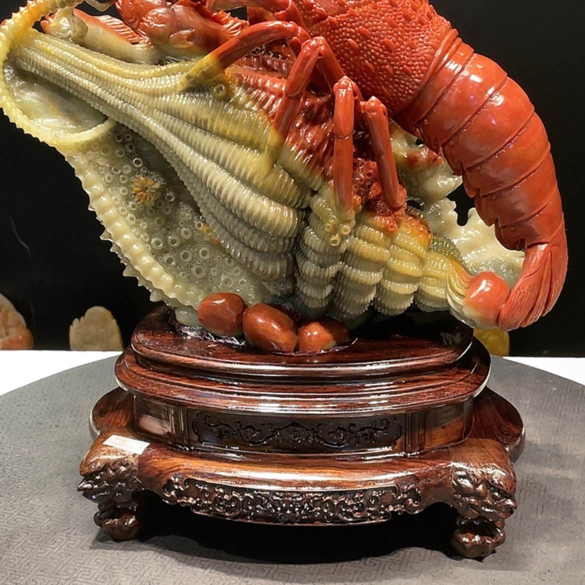 【闪购商品】寿山石用*自龙虾摆件工艺品