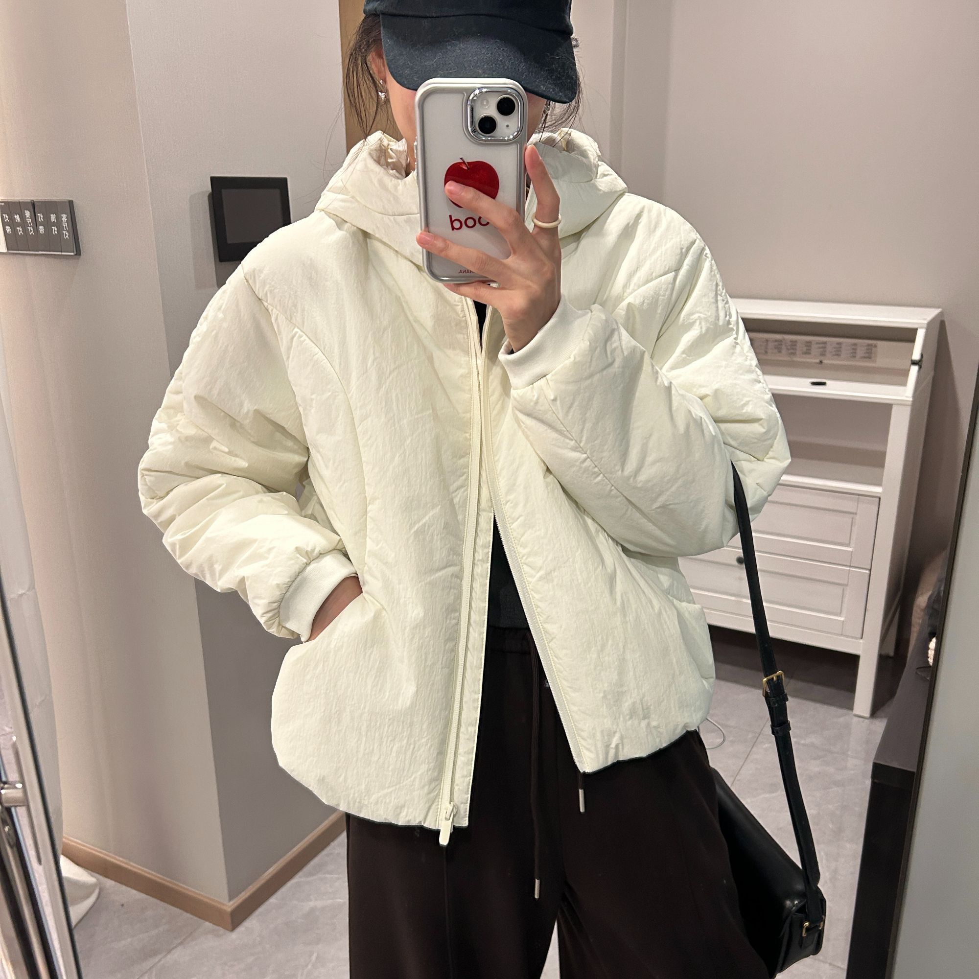 「LU家同款 设计感」通勤保暖连帽棉服 冬季宽松休闲百搭棉衣S108