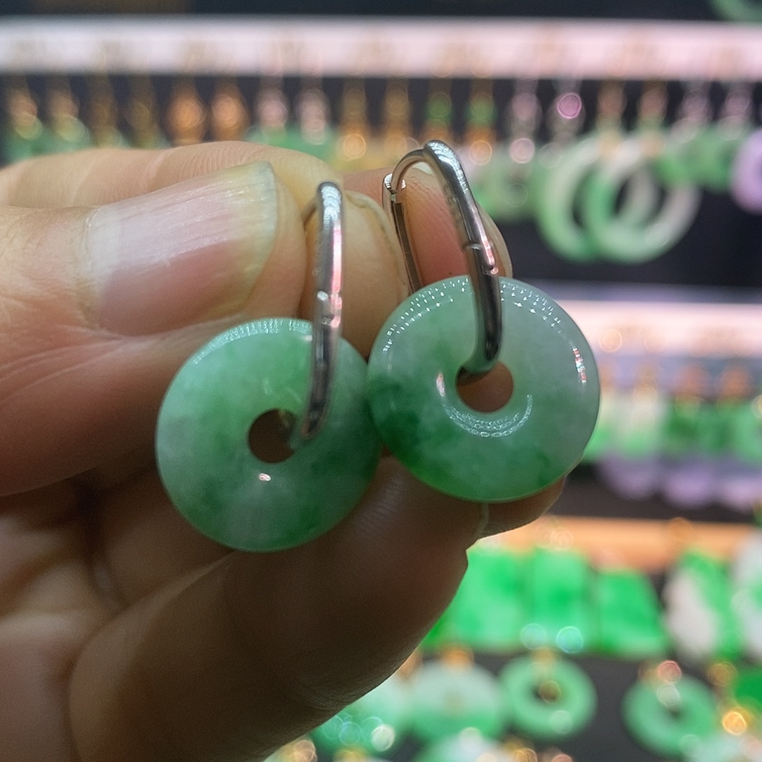 翡翠银S925镶嵌耳饰耳饰