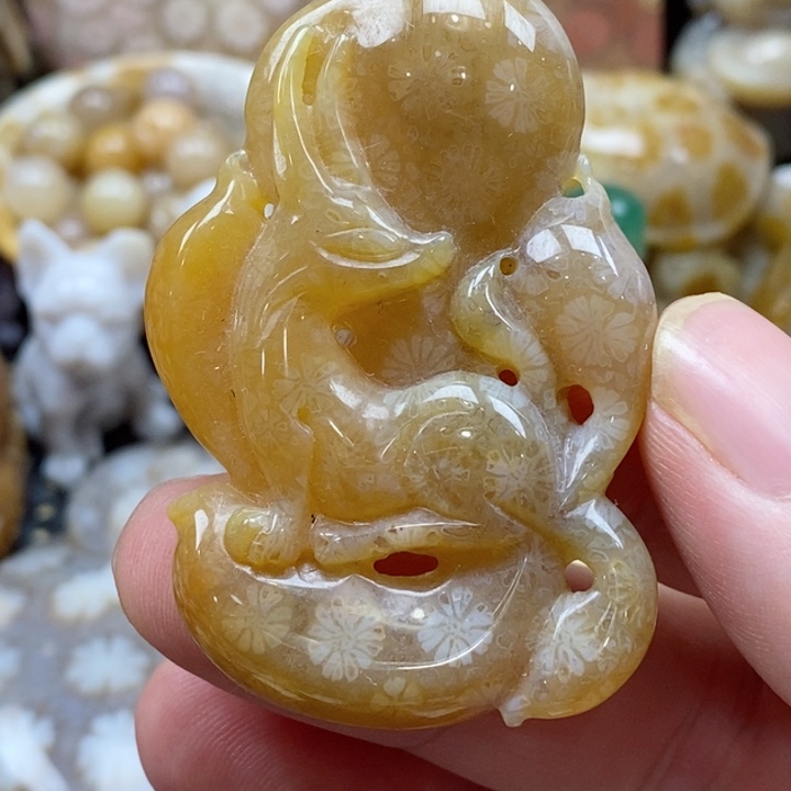 硅化珊瑚（珊瑚玉）颈饰未镶嵌